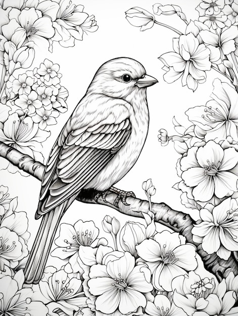 Free photo bird coloring page line art