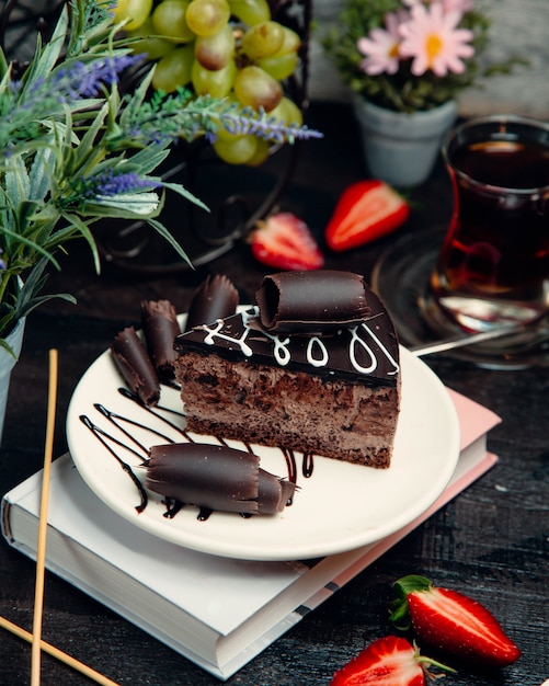 Bird milk cake in the plate