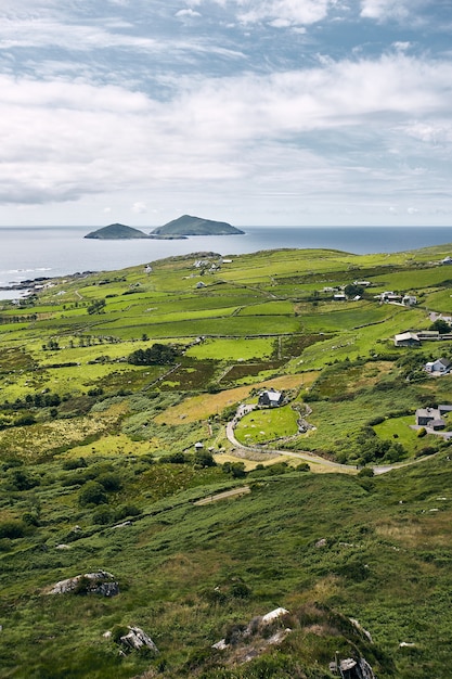 Birds-eye view of the downhill land of Ring of Kerry Farraniaragh