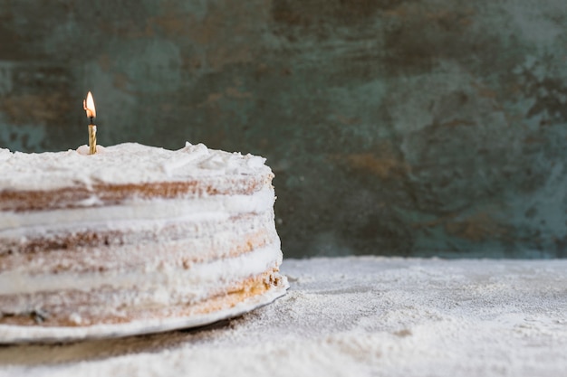 Birthday cake decorated with candles