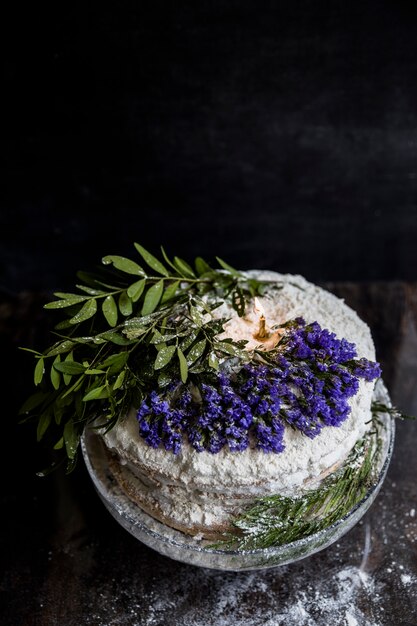 Birthday cake decorated with flowers