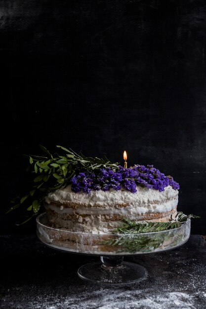 Birthday cake decorated with flowers