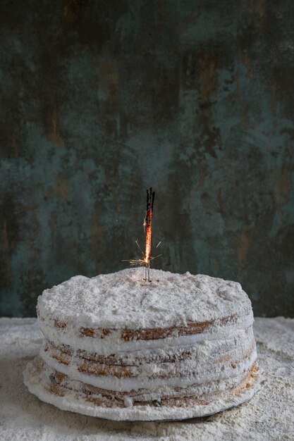 Birthday cake decorated with sparkler