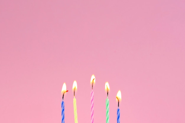 Birthday candles and copyspace on top