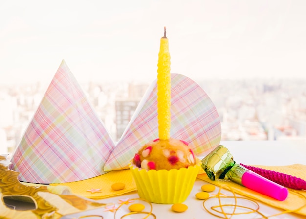 Birthday cupcake with candle