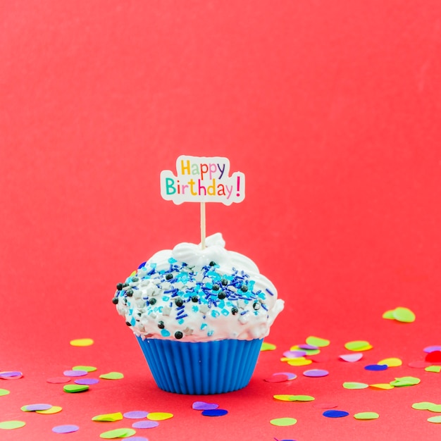 Free photo birthday cupcake with candle