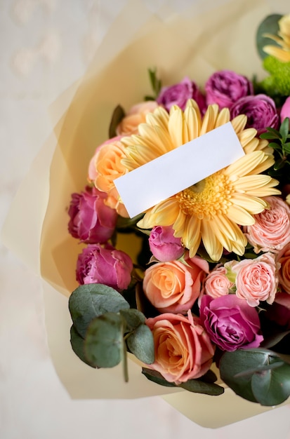 Birthday flowers with note