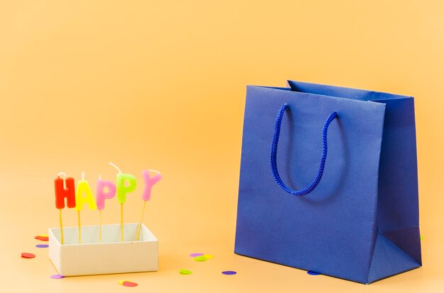 Birthday gift bag with candles