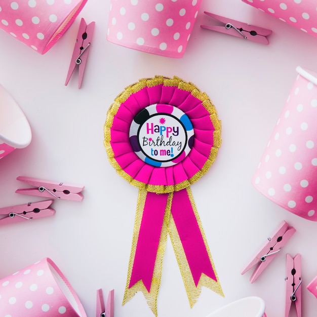 Birthday medal and pink party stuff