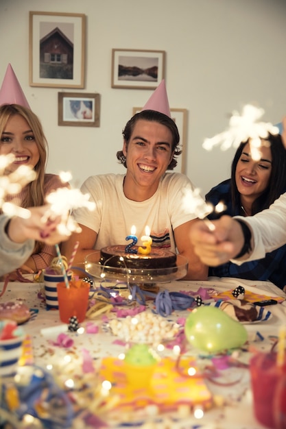 Birthday party with sparklers