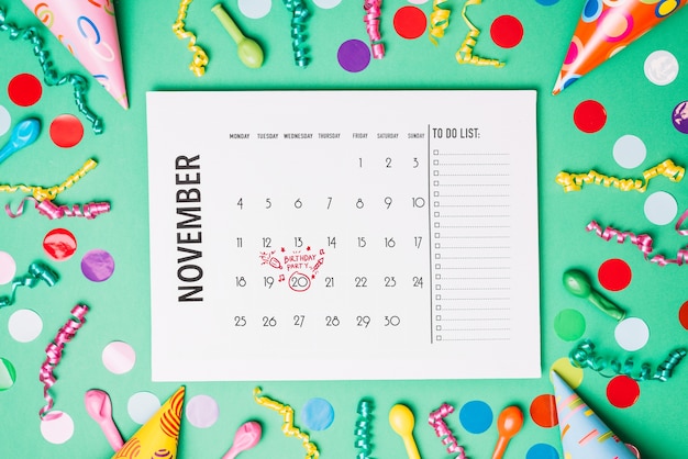 Birthday reminders in calendar and decorations