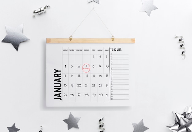 Free photo birthday reminders in calendar and silver stars