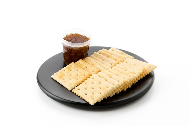 Free photo biscuit with pineapple jam