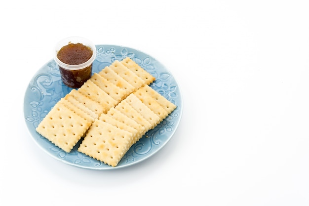 Free photo biscuit with pineapple jam