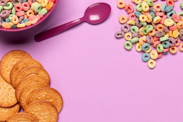 Biscuits and cereals with copy space background