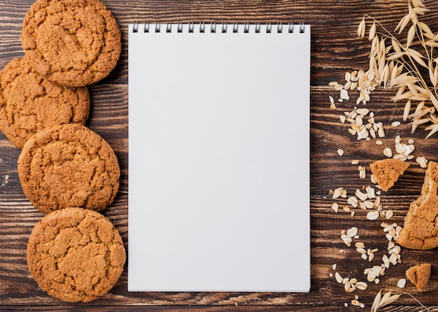 Biscuits and wheat with copy space background