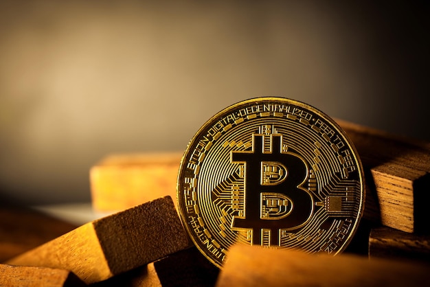 Foto gratuita bitcoin criptovaluta denaro digitale moneta d'oro tecnologia e concetto di business