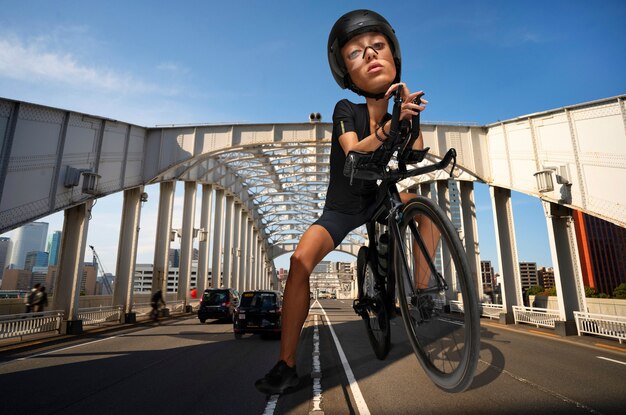 Bizarre scene of giant people in an urban landscape