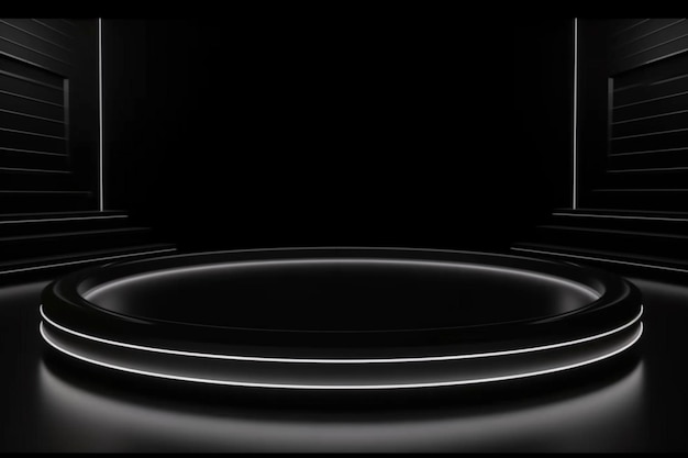 Foto gratuita 3d render vuoto prodotto podium stanza nera