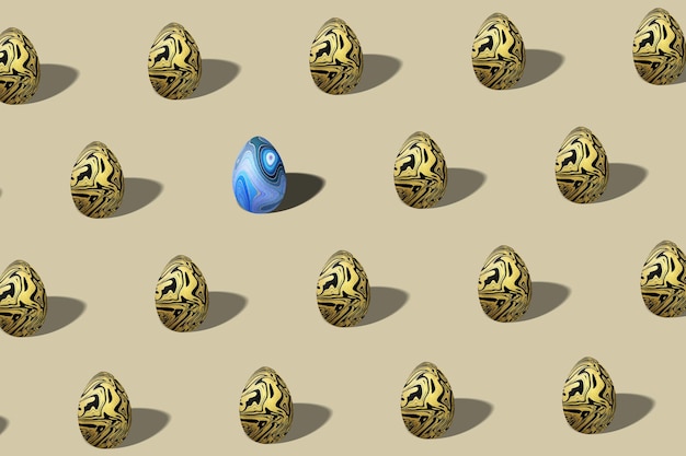 Бесплатное фото Черно-золотой узор пасхального яйца, яйцо в модном стиле