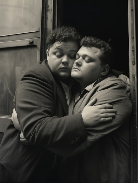 Бесплатное фото Черно-белый портрет целующейся пары