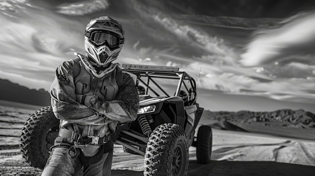 無料写真 black and white people with off-road car driving for adventure