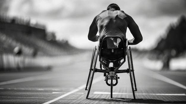 無料写真 black and white portrait of athlete competing in the paralympics championship games