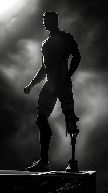무료 사진 패럴림픽 선수권 대회 에 참가 하는 운동 선수 의 흑백 초상화