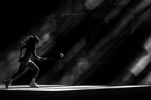 無料写真 プロテニス選手の黒と白の肖像画