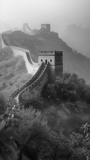 無料写真 中国大壁の黒と白のシーン