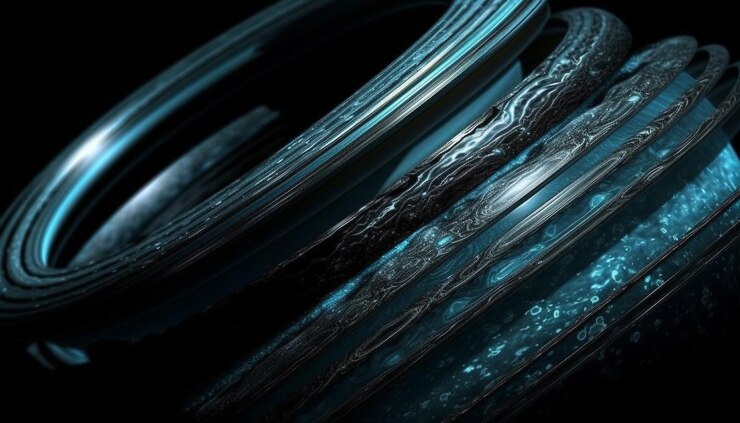 Free Photo a black background with a blue and green metal coils.