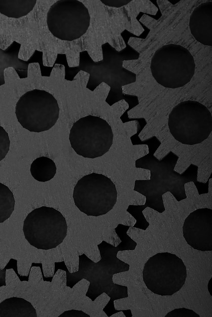 Free photo black background with gears