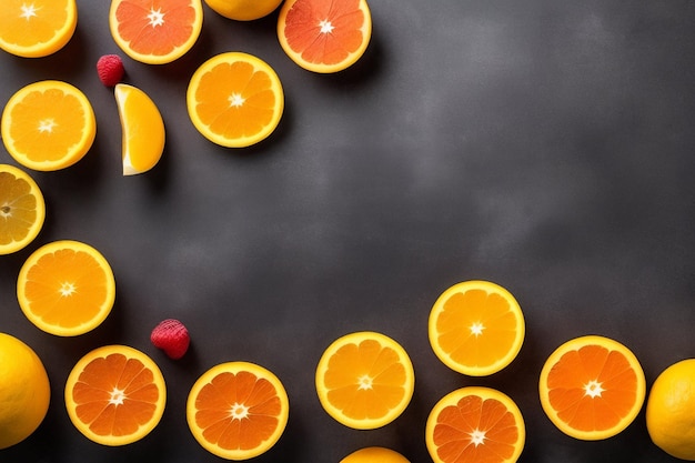 Free photo a black background with oranges grapefruit and lemons