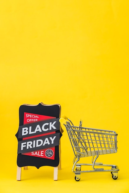 Black board and cart for black friday