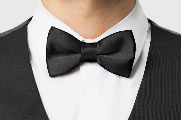 Black bow tie psd formal wear close up