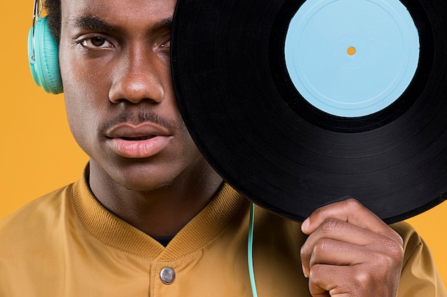 Black boy posing with headphones