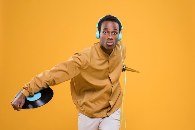 Black boy posing with headphones