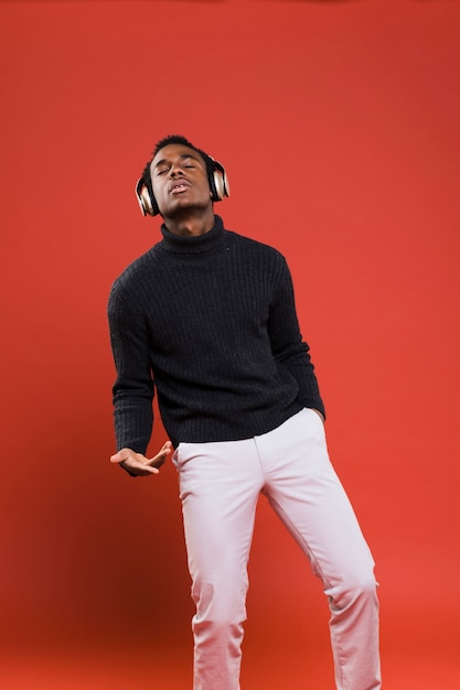 Black boy posing with headphones