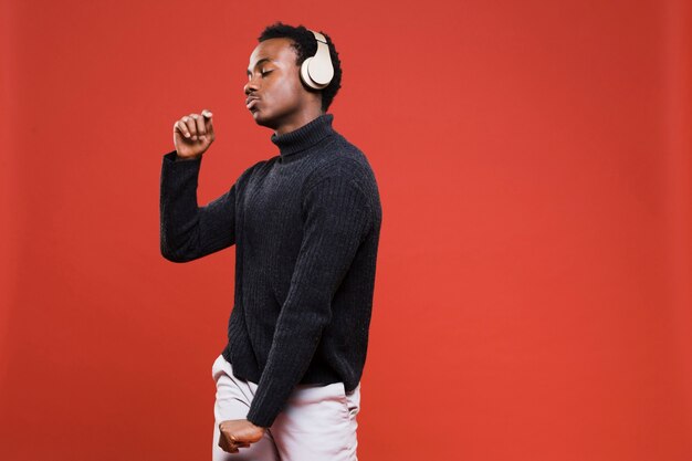 Black boy posing with headphones