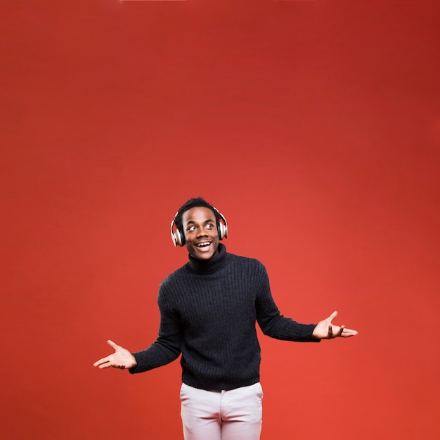 Black boy posing with headphones