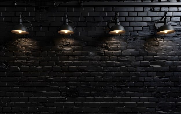 黒いレンガの壁の表面質感