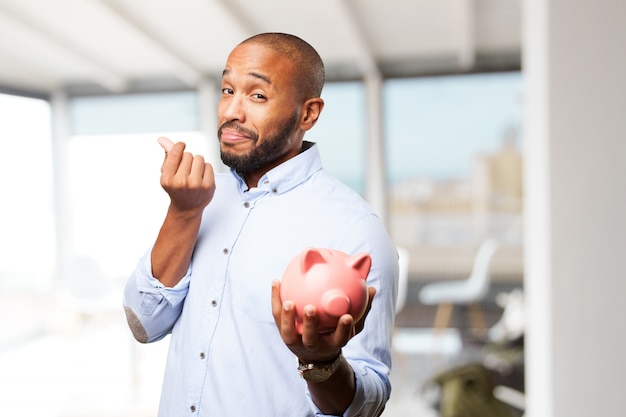 Free photo black businessman happy expression