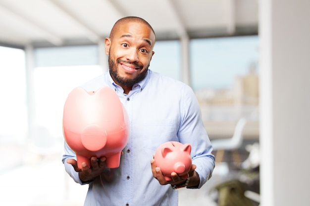 Free photo black businessman happy expression