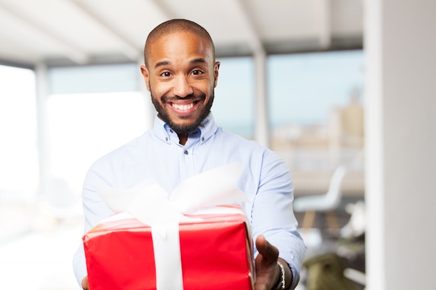 Free photo black businessman happy expression