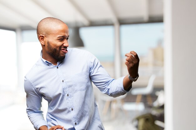 Free photo black businessman happy expression