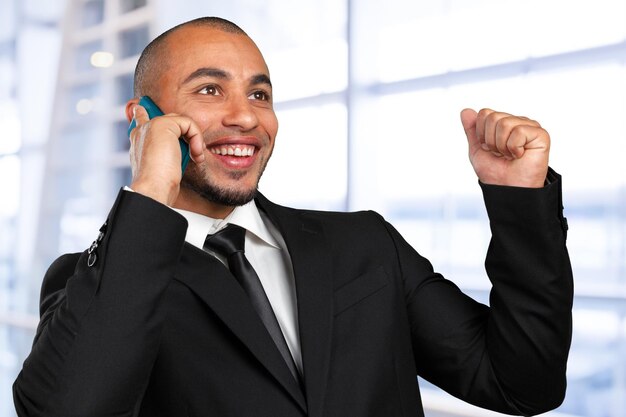 Black businessman happy expression