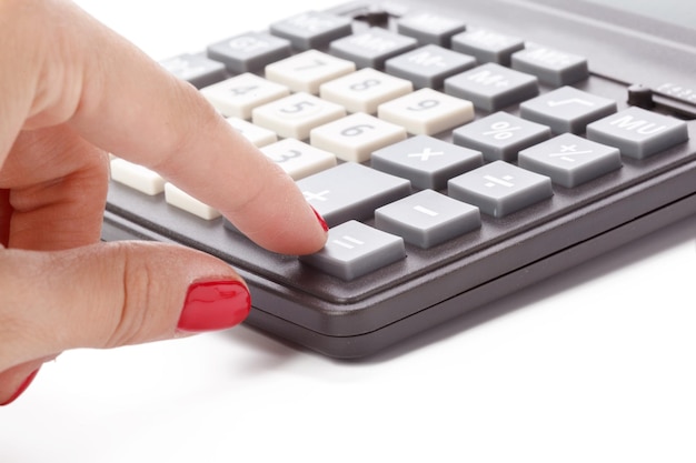 Black calculator isolated on white background