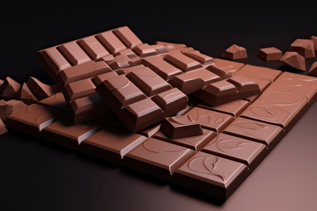 Free photo black chocolate bar on black background ai generative