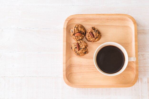 black coffee with cookies