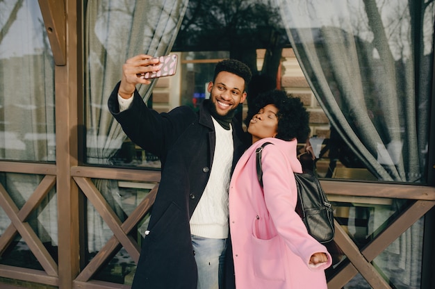 Black couple in a city